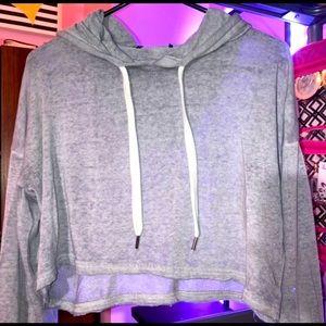 Gray Cropped Hoodie